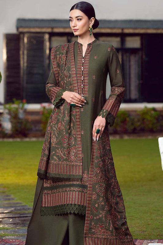 3 Piece Unstiched Heavy Embroidered Dhanak Suit ( Embroidered Dhanak Shawl)
