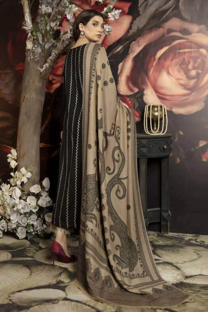 3 Piece Unstitched Heavy Embroidered Dhanak Suit (Printed Woolen Dupatta)