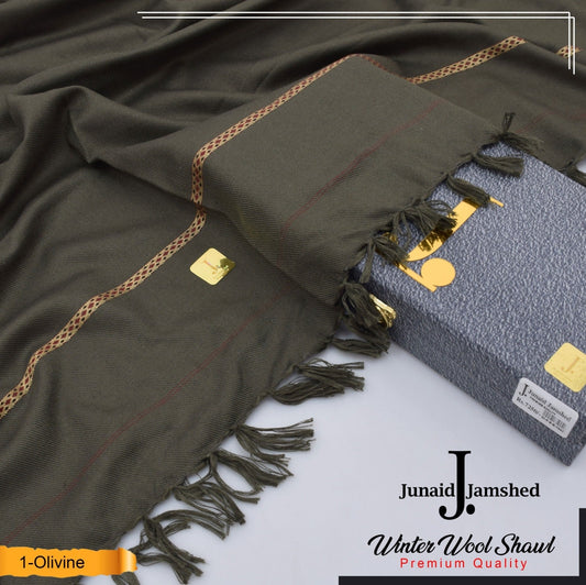 J. PREMIUM WOOL SHAWL FOR MENS WITH GIFT BOX & BAG  ( Olive )