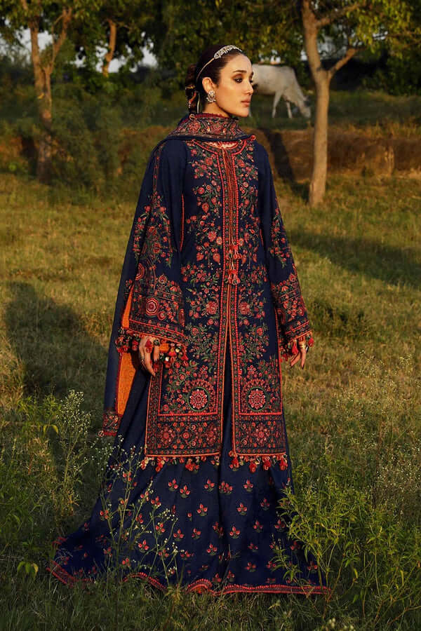 3 Piece Unstitched Heavy Embroidered Dhanak Suit ( Four Sided Embroidered Dhanak Shawl )