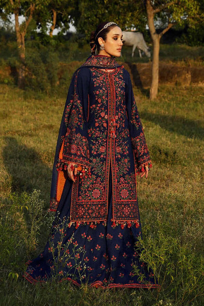 3 Piece Unstitched Heavy Embroidered Dhanak Suit ( Four Sided Embroidered Dhanak Shawl )