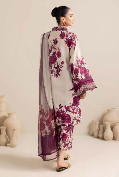 3 Piece Unstitched Embroidered Linen Suit ( Printed Linen Dupatta )